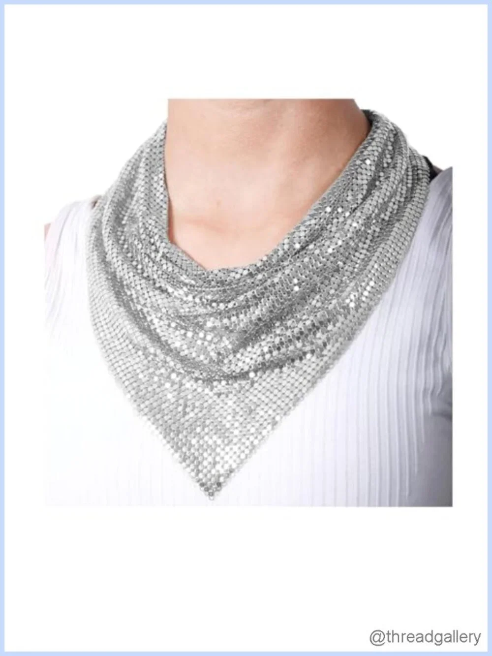 Sequin Metal Scarf Chain Shawl Necklace Party Costume Accessory